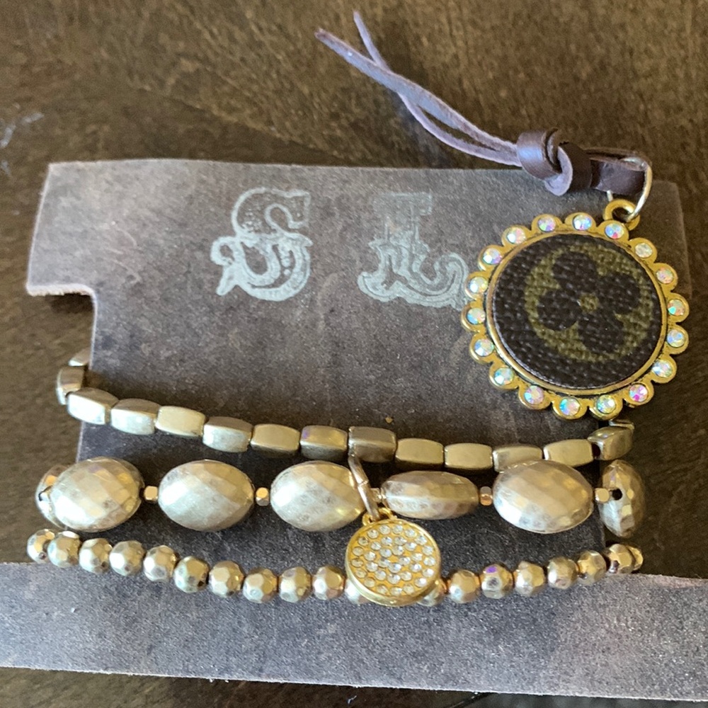 Stretchy Bracelets With Upcycled Charm